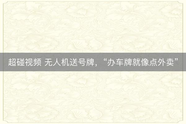 超碰视频 无人机送号牌，“办车牌就像点外卖”