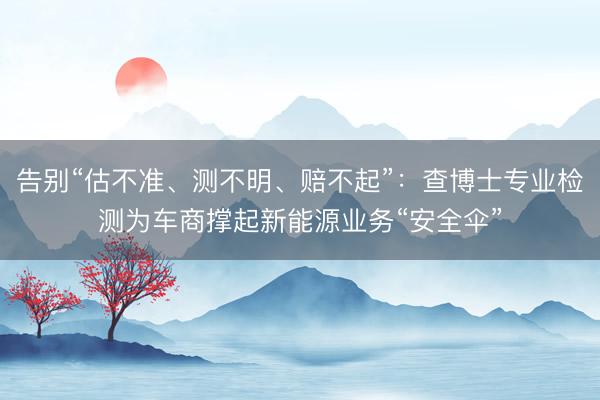 告别“估不准、测不明、赔不起”：查博士专业检测为车商撑起新能源业务“安全伞”
