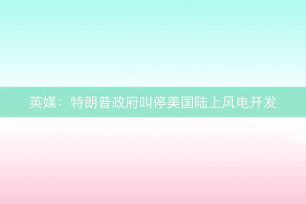 英媒：特朗普政府叫停美国陆上风电开发