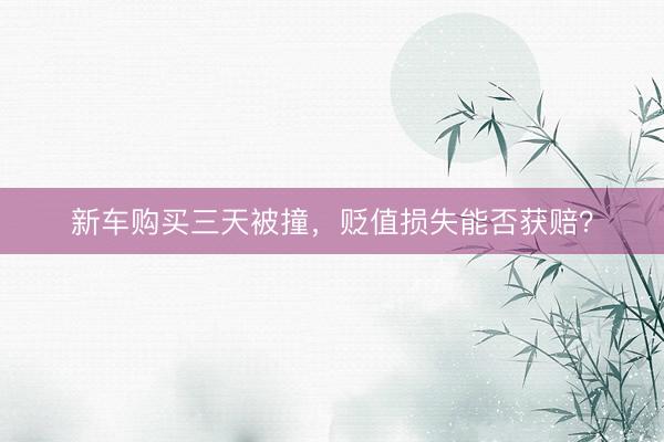 新车购买三天被撞，贬值损失能否获赔？