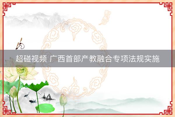 超碰视频 广西首部产教融合专项法规实施