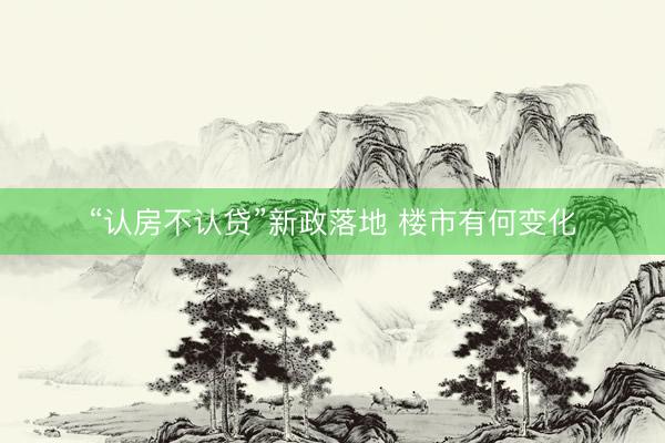 “认房不认贷”新政落地 楼市有何变化