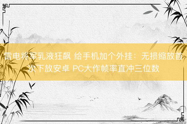 雷电将军乳液狂飙 给手机加个外挂：无损缩放首次下放安卓 PC大作帧率直冲三位数