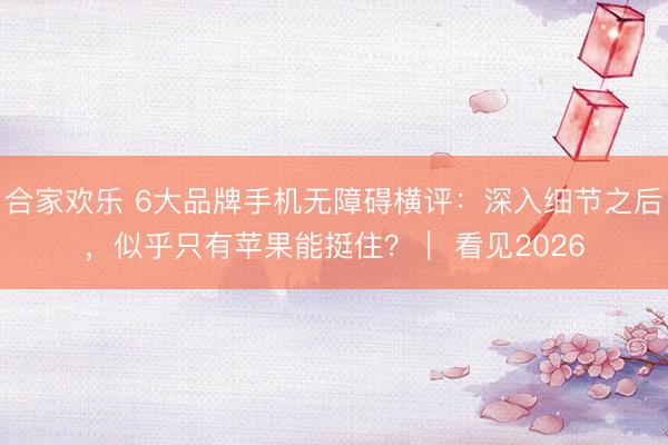 合家欢乐 6大品牌手机无障碍横评：深入细节之后，似乎只有苹果能挺住？｜ 看见2026
