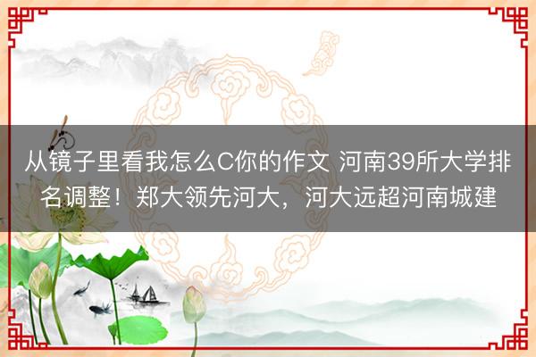 从镜子里看我怎么C你的作文 河南39所大学排名调整！郑大领先河大，河大远超河南城建