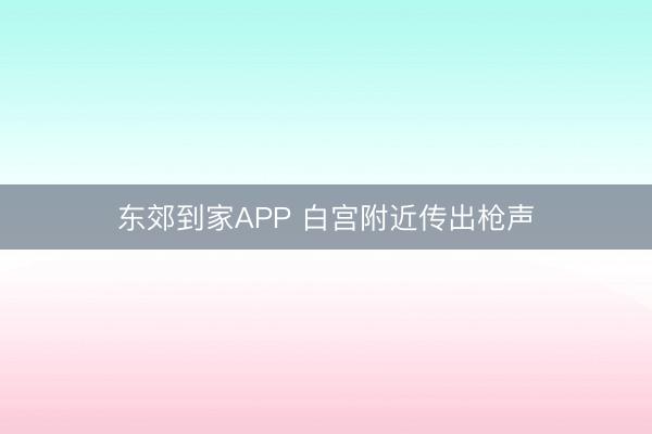 东郊到家APP 白宫附近传出枪声