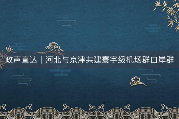 政声直达｜河北与京津共建寰宇级机场群口岸群