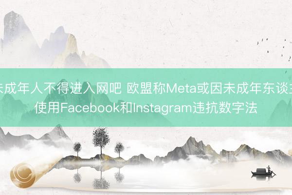 未成年人不得进入网吧 欧盟称Meta或因未成年东谈主使用Facebook和Instagram违抗数字法