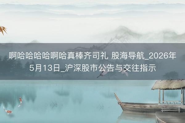 啊哈哈哈哈啊哈真棒齐司礼 股海导航_2026年5月13日_沪深股市公告与交往指示