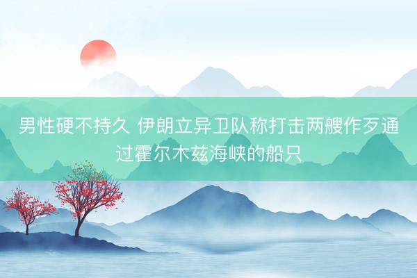 男性硬不持久 伊朗立异卫队称打击两艘作歹通过霍尔木兹海峡的船只