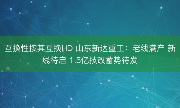 互换性按其互换HD 山东新达重工：老线满产 新线待启 1.5亿技改蓄势待发