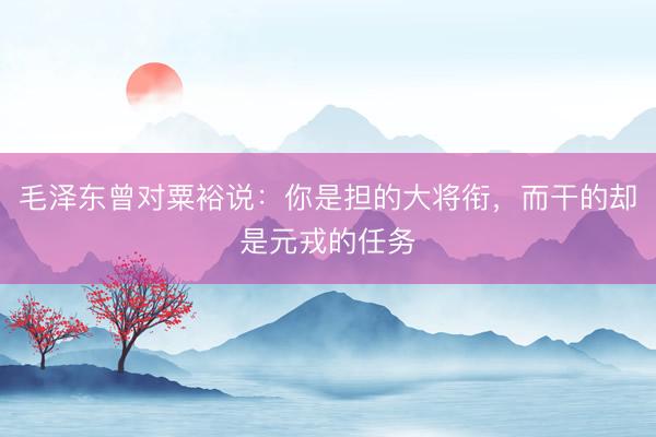 毛泽东曾对粟裕说：你是担的大将衔，而干的却是元戎的任务