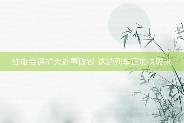 铁旅会通扩大处事破钞 这趟列车正加快驶来